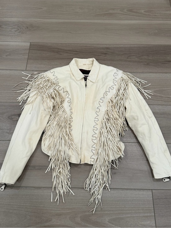 western world Jackets & Blazers - Vintage Leather jacket fringe studded Western World by Shaf Size XXL